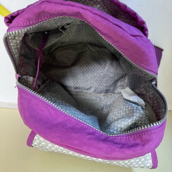 Kipling Ravier Medium Nylon Backpack Bag Pockets Monkey Lightweight Purple Charm - Picture 8 of 16